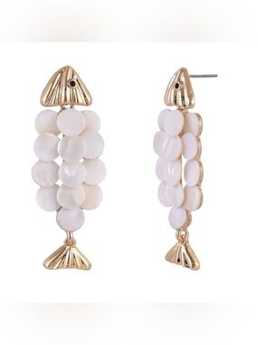 Gold & White Cluster Shell Drop Earrings - Women Jewelry